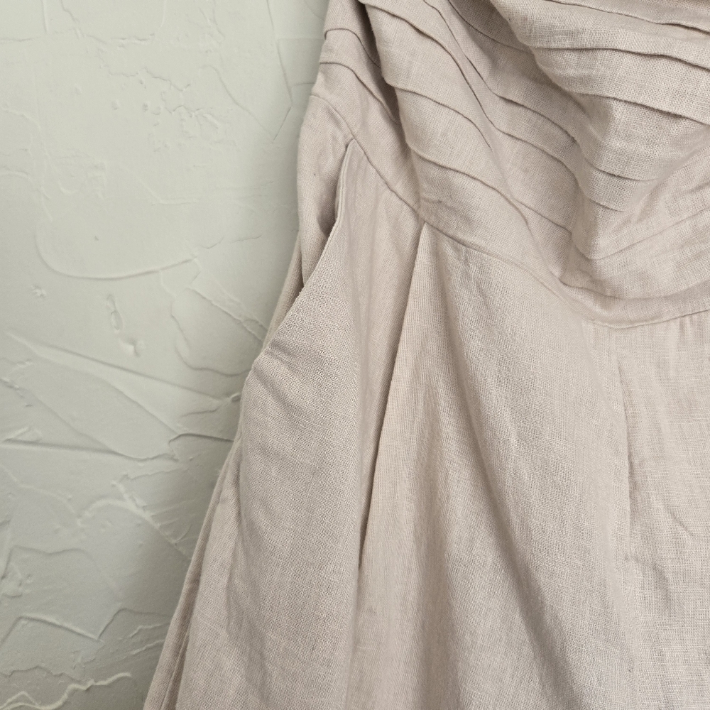 Abercrombie & Fitch Beige Strapless Linen Jumpsuit - Picture 7 of 12